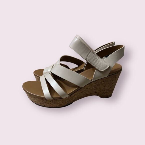 Naturalizer Cream Cork Wedge Sandals Sz 7 - Picture 4 of 5